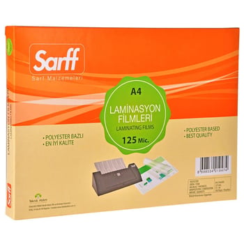 Sarff 15309016 Laminasyonfilmi A4 125 Mic. Parlak