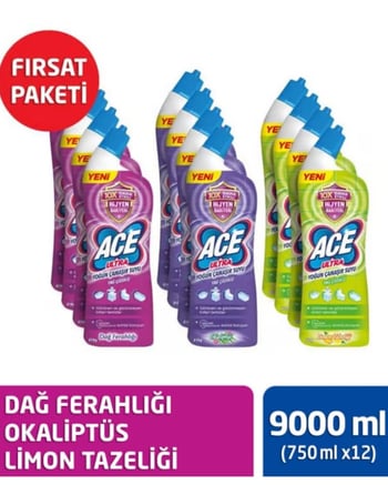 Ace Ultra Yoğun Kıvamlı Çamaşır Suyu Fırsat Paketi 12'li
