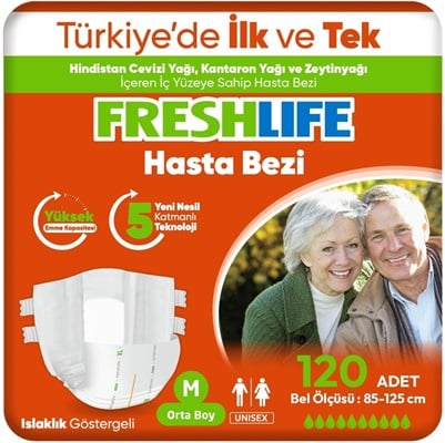 Freshlife Medium Bel Bantlı Yetişkin Hasta Bezi 30 Adet