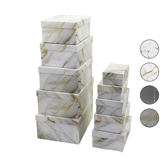 İ12-098 ( 10pcs ) ( D.dörtgen ) ( Mix Mermer Desen ) Karton Hediye Kutusu ( 34x26--------18.8x12.7 )