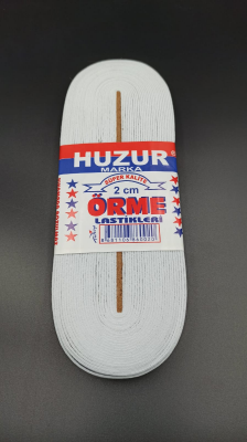 Huzur ( Beyaz & 2cm ) Paça Lastik Yassı Geniş 10mt