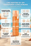 Cire Aseptine Transparent Sun Protect 50+ Spf Leke Karşıtı Şeffaf İz Bırakmaz Güneş Kremi 200 Ml