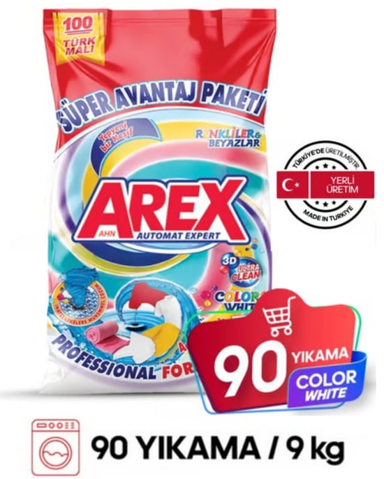 Arex Matik Toz Deterjan Renkliler&beyazlar için 9kg