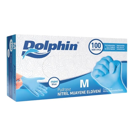 Dolphin Pudrasız Nitril Eldiven Medium Mavi 100'lü