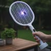 BUFFER® USB Şarjlı Beyaz Renk Kendiliğinden Standlı Şarj Göstergeli UV Işıklı Sinek Öldürme Raketi L