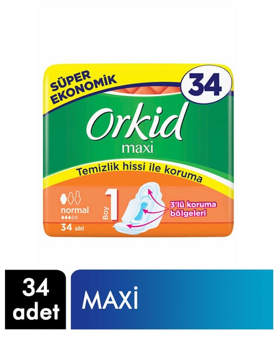 Orkid Hijyenik Ped Maxi Süper Eko 34'lü Normal