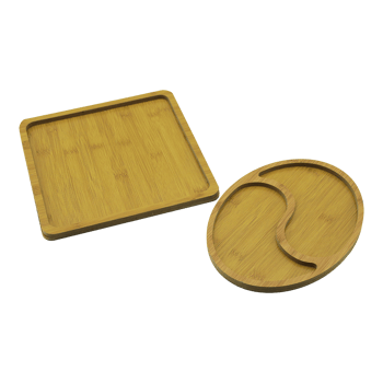 Pablito Pbt-519 (kare & 2 Bölmeli Oval) (2 Model) (ahşap) Sunum Tepsi Set (kare=26cm) (2-dalgalı Bölme Oval=19.5x26cm)