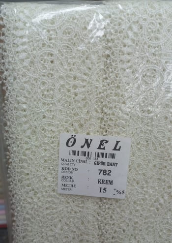 Dantel Polyester Güpür Bant Krem 15 Metre En 6 Cm On-782-kr