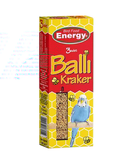 Energy Muhabbet Kuşu Krakeri 3'lü Paket Ballı