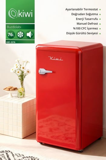Kiwi Krf-2576 Mini Buzdolabı 76 Lt Kapasite & Enerji Tasarruflu & Dahili Buzluk & Ayarlanabilir Termostat