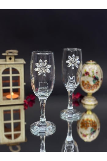 Kirlinova Kristal Çiçekli Kahve Yanı 2’li – 190 Ml