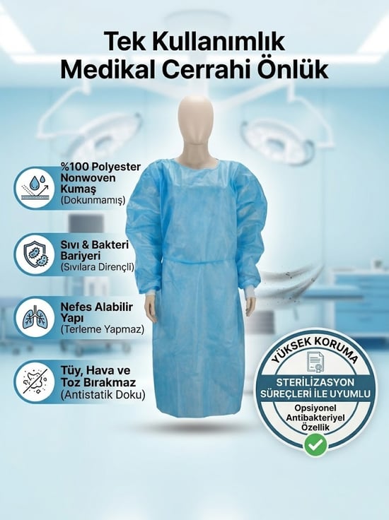 Echomed Tek Kullanımlık Medikal Cerrahi Önlük