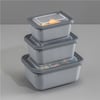 Dünya-30946-999 Mikro Line ( 3pcs = 600-1100-1800ml ) ( Dikdörtgen ) Plastik Saklama Kabı Set ( Mikrodalga Kullanılabilir )