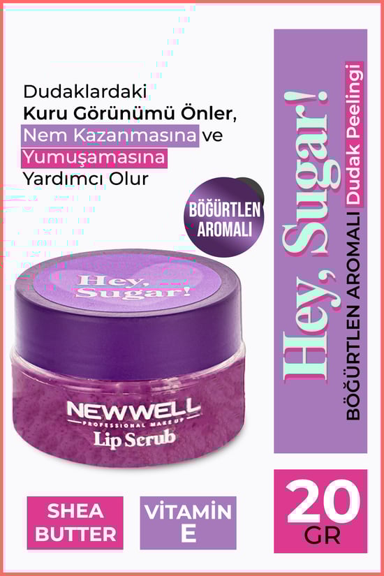 New Well Hey Sugar!blackberry Flavored Lip Peeling 20 Gr