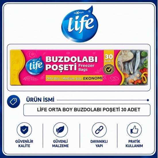 Life Orta Boy Buzdolabı Poşeti 30'lu
