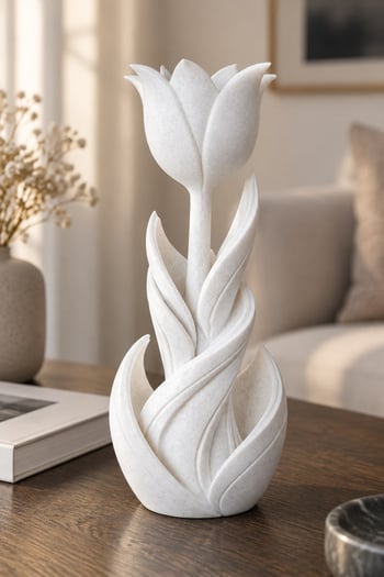 Spiral Lale Çiçeği Figürlü Dekoratif Biblo Şeffaf