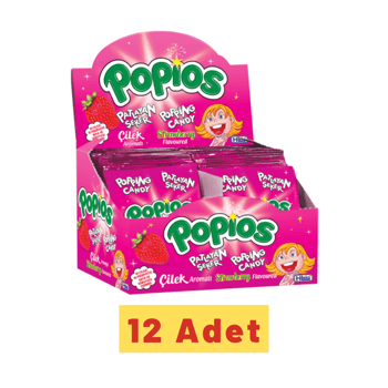 Hleks Patlayan Şeker Popios 4 Gr 40 Adet Çilek 12 Paket (toplam 480 Adet)