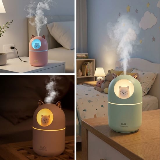Buffer® Kedicik Figürlü Hava Nemlendirici – Ultrasonik Soğuk Buhar Makinesi, Led İşıklı Masaüstü Oda