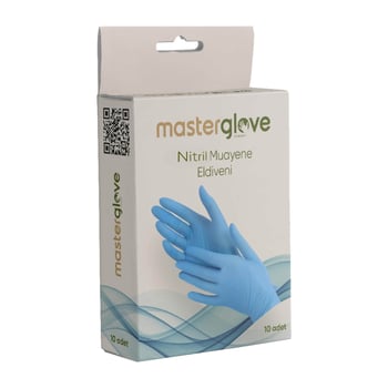 Master Glove Pudrasız Nitril Muayene Eldiveni Mavi 10'lu