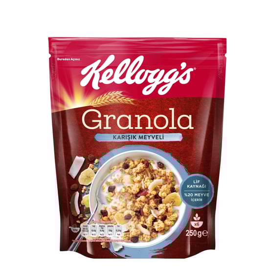 Kellogg's Karışık Meyveli Granola 250 Gr,%45 Yulaf İçerir,lif Kay