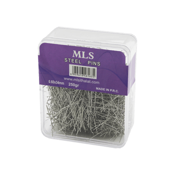 Mls Steel Pins Toplu İğne ( 0.60x34mm ) ( 250gr ) ( Şeffaf Mika Kristal Pls.kutulu Ambalaj ) ( Brkt-461635 )