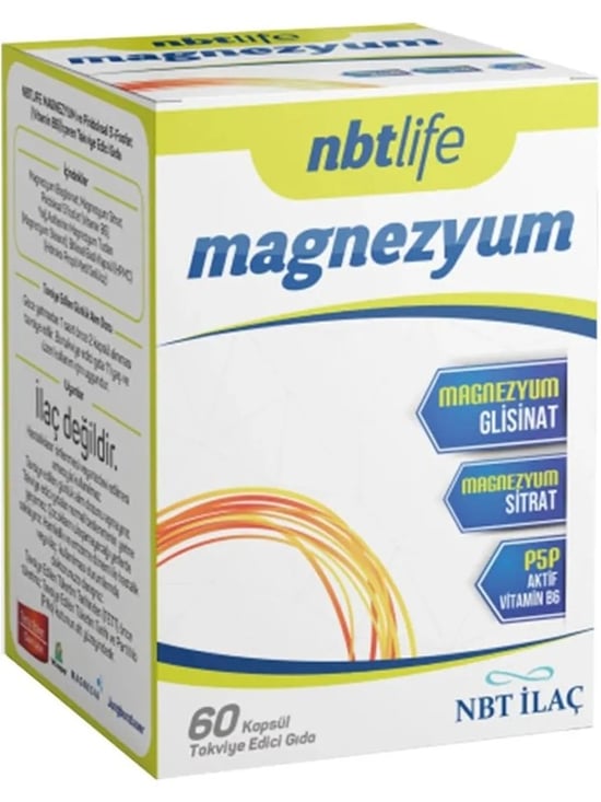 Nbt Life Magnezyum P5p Vitamin B6 İçeren 60 Kapsül Türkiye Menşeli Takviye Edici Gıda