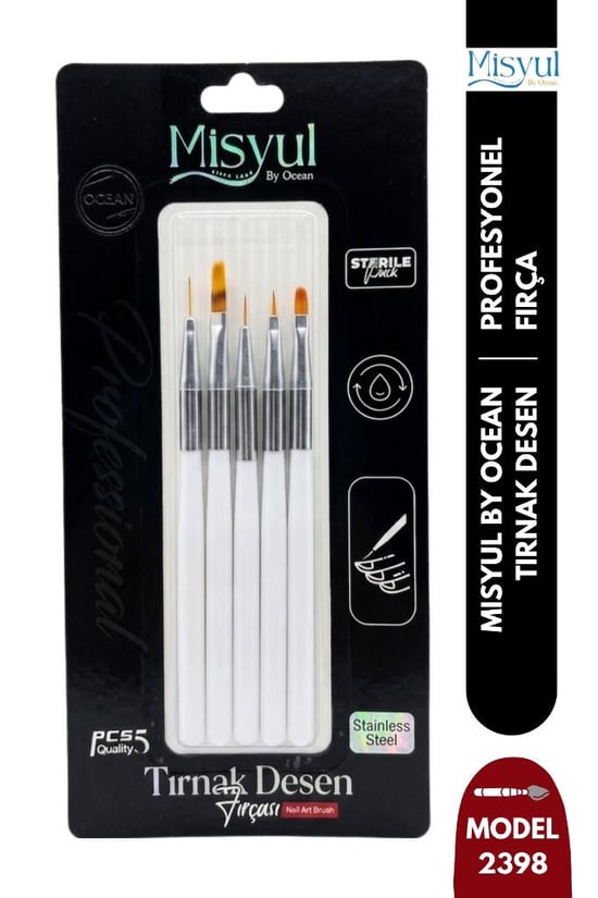 Misyul Tırnak Desen Fırçası 5'li Beyaz Renk Mıs-2398