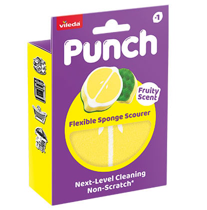 Vileda Punch Fruity Scent (meyve Kokulu)limon Çok Amaçlı Sünger Ovma Teli 1 Adet