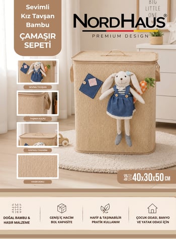 Bunny Dreams Girls Kapaklı Oyuncak Sepeti | Kız Çocuk Odası Büyük Boy Çamaşır Sepeti | Katlanabilir Düzenleyici