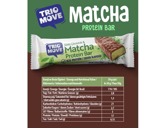 Trıo Move Sütlü Çikolatalı & Matcha Protein Bar