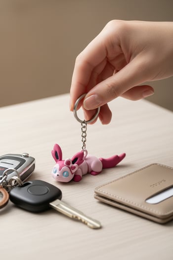 Sevimli Tilki Figürlü Hareketli Anahtarlık