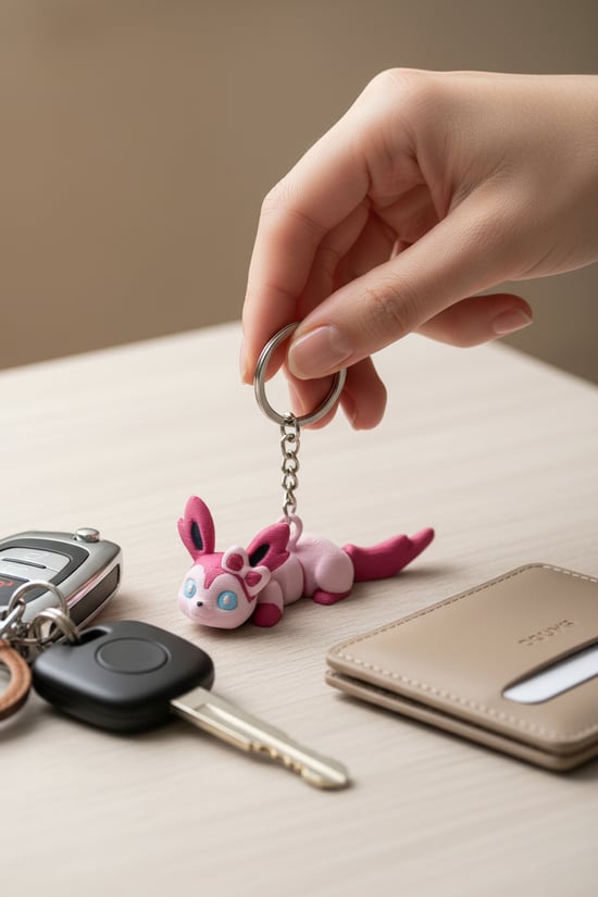 Sevimli Tilki Figürlü Hareketli Anahtarlık