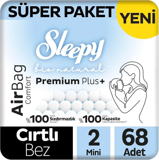 Sleepy Bio Natural Premium Plus Airbag Comfort 2 Numara Mini 68'li Bebek Bezi