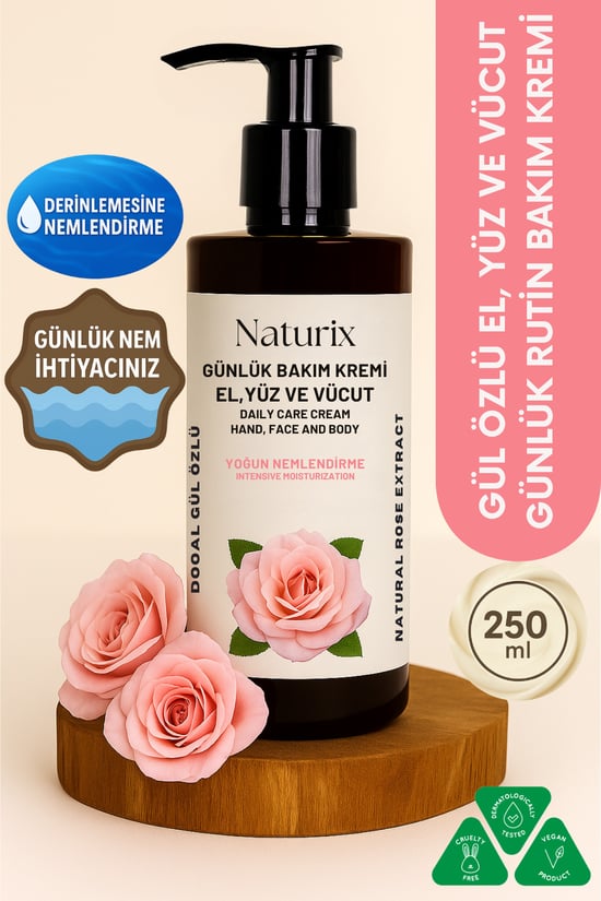 Naturix Gül Özlü El Yüz Ve Vücut Bakım Kremi 250 ml