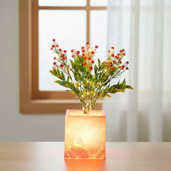 BUFFER® Işıklı Yapay Çiçek – Pembe Saksılı LED Dekoratif Bitki, Masaüstü ve Ev Ofis Aydınlatmalı Süs