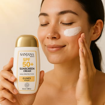Sanjana Beauty Spf 50+ Güneş Koruyucu Krem , Nemlendirici, Leke Karşıtı Güneş Kremi – 50 Ml