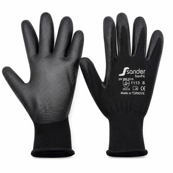 Sander G-111330 ( No 8 ) ( Small ) ( Siyah & Siyah Başlık ) Nitril İşçi Eldiven