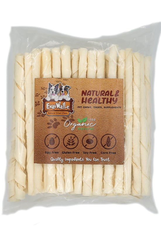 Eva & Walle Doğal Beyaz Köpek Burgu Çubuk 50’li Set | Tüm Irklar Için Hafif Ve Lezzetli Çiğneme Kemiği (250G)