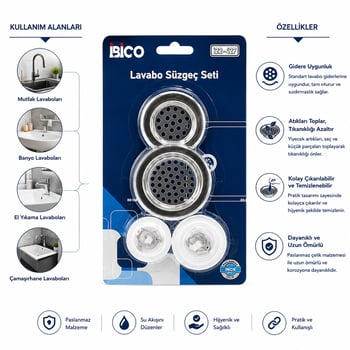 İ22-427 ( 4pcs ) Lavabo Süzgeç & Tıpa Seti ( 2 Boy Süzgeç & 2 Boy Plastik Tıpa )