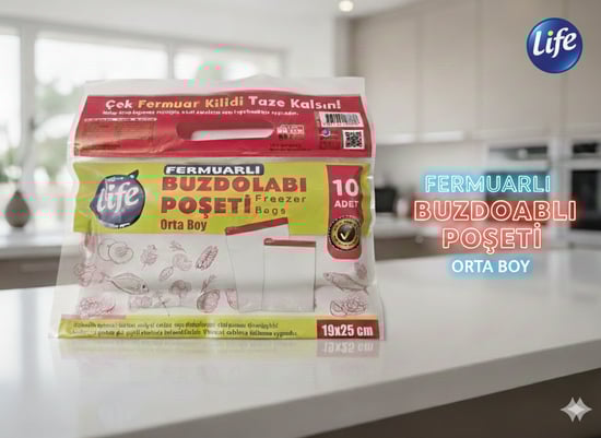 Life Fermuarlı Buzdolabı Poşeti Orta Boy 10 Adet