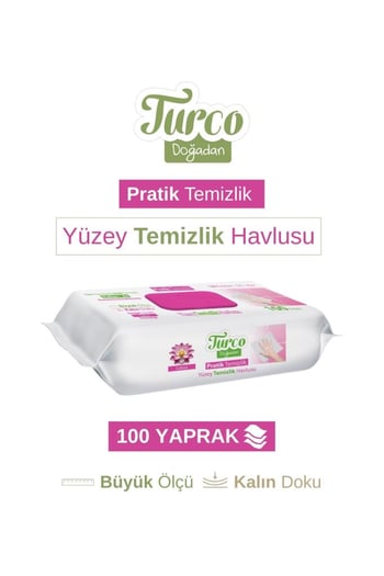 Turco Doğadan Pratik Yüzey Temizlik Havlusu Lotus 100 Yaprak