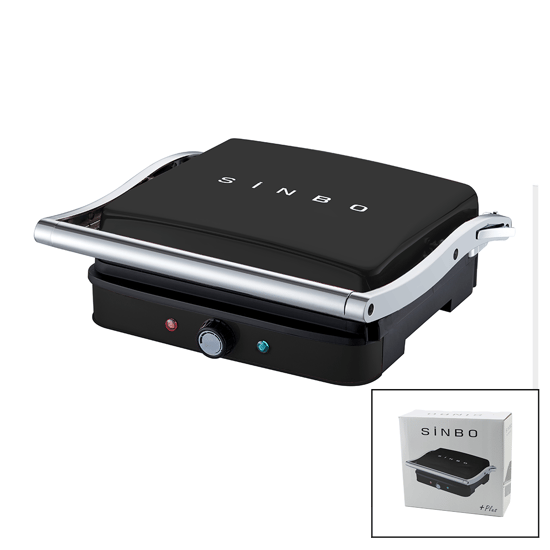 Sinbo Ssm-2571 ( Siyah ) Izgara ve Tost Makinesi ( Ayarlanabilir Isı ) ( 180° Açılabilir Üst Gövde )