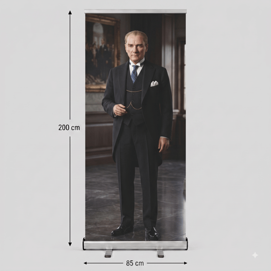 Atatürk Poster Baskılı Roll Up Banner 85x200cm No:5