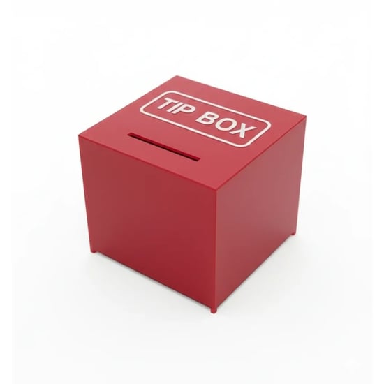 Kare Tipbox - Bahşiş Kutusu Kırmızı - 14x14xh13cm