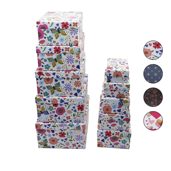 İ12-099 ( 10pcs ) ( D.dörtgen ) ( Mix Desen ) Karton Hediye Kutusu ( 34x26--------16.8x10.8 )