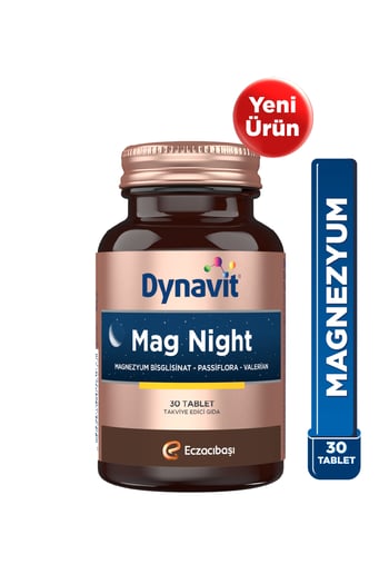 Mag Night 30 Tablet Magnezyum Bisglisinat, Passiflora, Valerian, B6 Vitamini- Akşam Magnezyumu