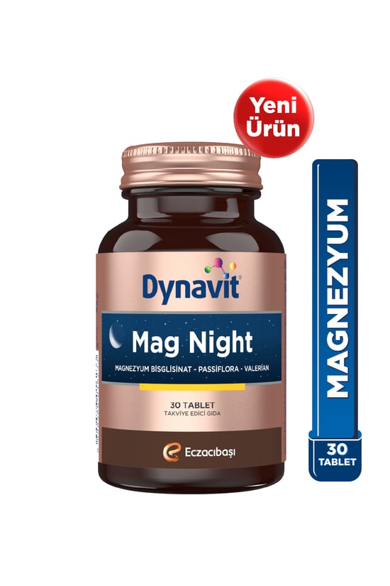 Mag Night 30 Tablet Magnezyum Bisglisinat, Passiflora, Valerian, B6 Vitamini- Akşam Magnezyumu