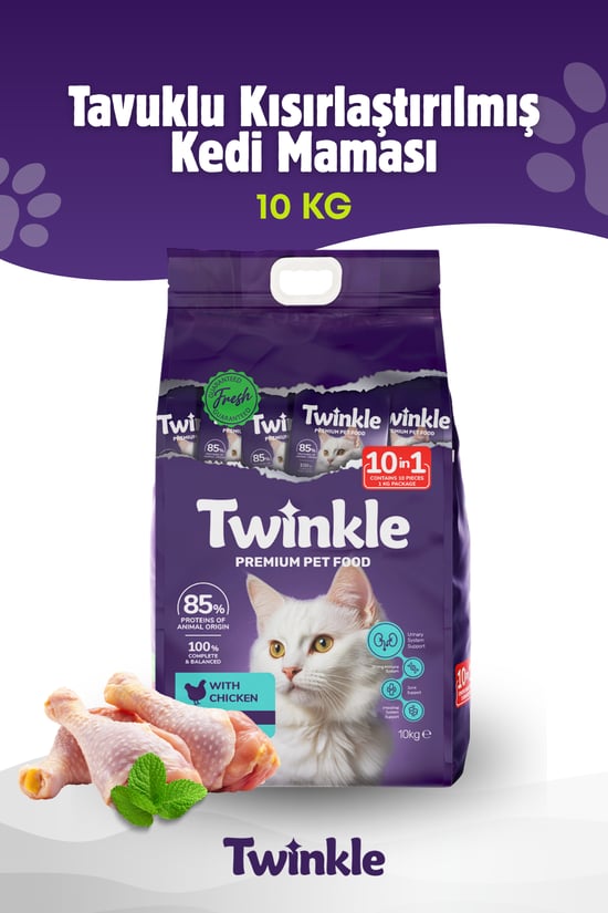 Twinkle Tavuklu Kısırlaştırılmış Kedi Maması 10 Kg.