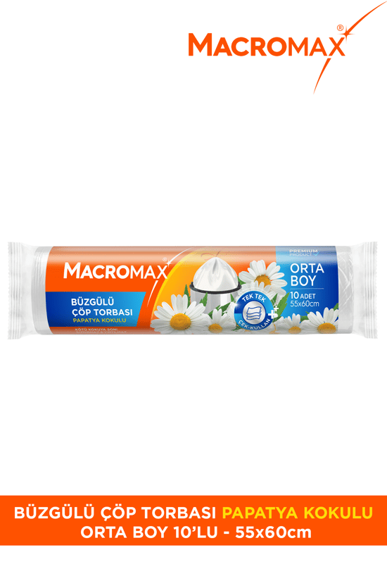 Macromax Büzgülü Çöp Torbası Orta Boy (55x60cm) Papatya Kokulu 10 Adet