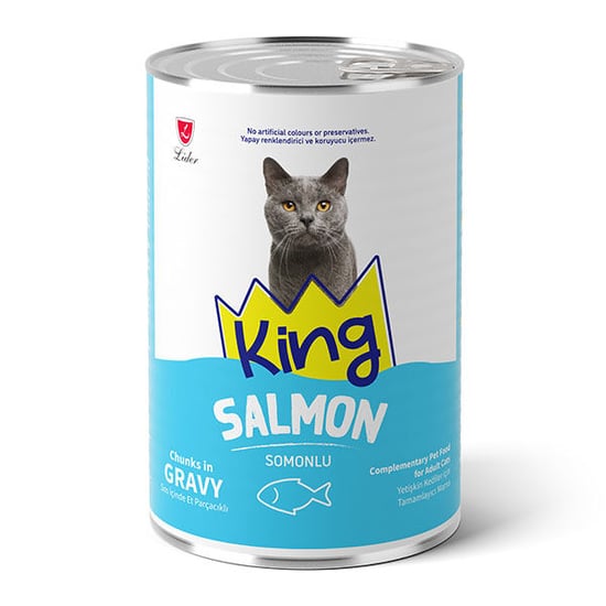 King Sos İçerisinde Et Parçacıklı Somonlu Kedi Yaş Maması 400 Gr